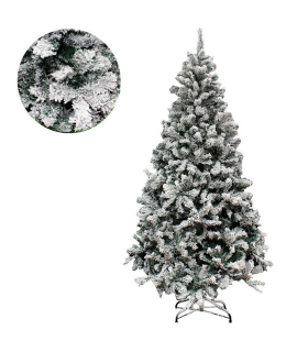 Tradineur - Árbol de Navidad nevado, pino, abeto artificial blanco, estructura de plástico y metal revestido, robusto y duradero, fácil montaje, 210 cm