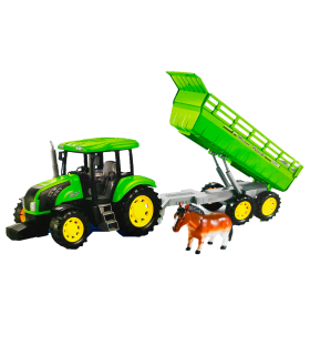 Toinsa - Juguete tractor con remolque de animales, vehículo de granja, tractor para niños, incluye 2 animales, color aleatorio, 17 x 69 x 16 cm