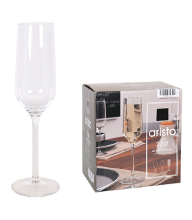 Set 6 copas de champán, cristal liso, modelo aristo, diseño sofisticado y elegante, aptas para lavavajillas (22 cl, 23 cm)