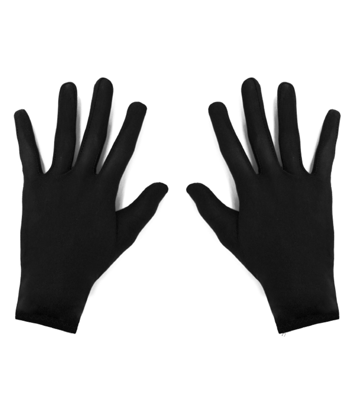 Guantes cortos de disfraz, 100% poliéster, accesorio de carnaval, halloween, cosplay, fiestas, cumpleaños (Negro, adulto, talla única)