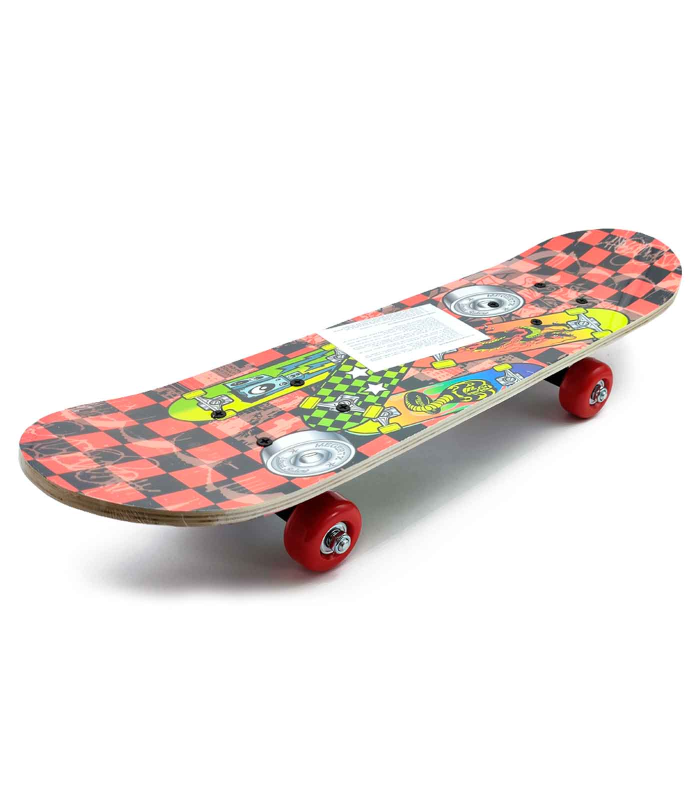 Tradineur - Skateboard para niños y jóvenes - Fabricado en madera - Compacto y resistente, divertido de conducir - 14,5 x 58,2 cm - Color Aleatorio