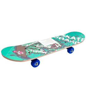 Tradineur - Skateboard para niños y jóvenes - Fabricado en madera - Compacto y resistente, divertido de conducir - 14,5 x 58,2 cm - Color Aleatorio