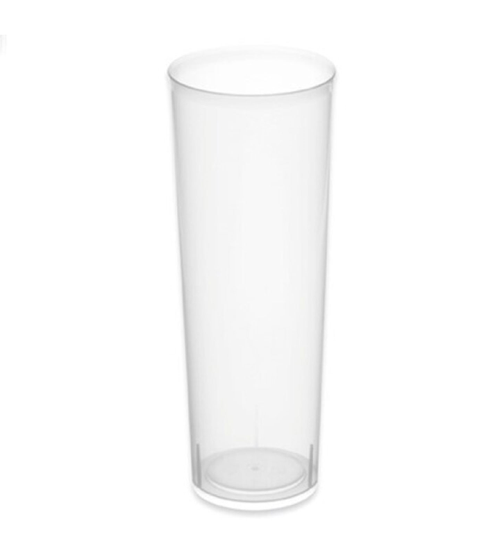 Tradineur - Pack de 10 vasos de tubo reutilizables de plástico, extra resistentes, 100% reciclables, higiénicos, apilables, aptos para lavavajillas, 14,7 x 6 cm, 300 ml