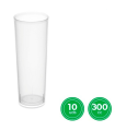 Tradineur - Pack de 10 vasos de tubo reutilizables de plástico, extra resistentes, 100% reciclables, higiénicos, apilables, aptos para lavavajillas, 14,7 x 6 cm, 300 ml