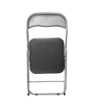 Silla plegable con asiento y respaldo acolchado negro, asiento de 37,5 x 39 cm, estructura metálica gris, 80 x 43 x 45 cm, gomas antideslizantes y reposapiés, hogar, jardín, patio, camping