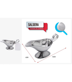 Tradineur - Salsera Aladino con asas de acero Inoxidable - Fabricado en España - Utensilio para la cocina - 8,5 x 15 x 6 cm