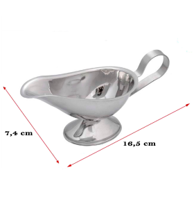 Tradineur - Salsera aladino con asa, acero inoxidable, apta para uso alimentario, recipiente para servir salsas, cocina, 18 cm