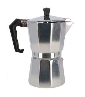 Tradineur - Cafetera de aluminio de 12 tazas, junta de silicona, diseño clásico, preparar café, apta para todo tipo de cocinas, gas, vitrocerámica, inducción - 25,5 x 12,5 x 20 cm