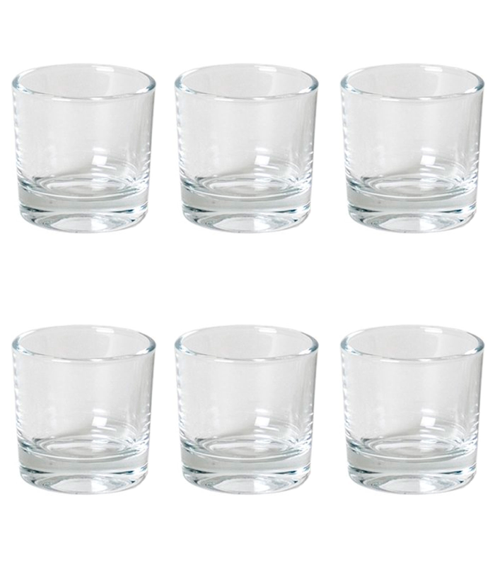 Set de 6 vasos de chupito de cristal, modelo vasik, base gruesa, aptos para lavavajillas, servir licores, celebraciones, fiestas (4 cl, 4,6 x 4,7 cm)