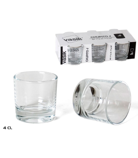 Set de 6 vasos de chupito de cristal, modelo vasik, base gruesa, aptos para lavavajillas, servir licores, celebraciones, fiestas (4 cl, 4,6 x 4,7 cm)