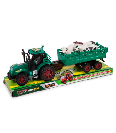 Toinsa - Tractor de juguete de fricción con remolque y animales, regalo para niños, cumpleaños, navidad, juegos, infantil, diversión, 8 x 9 x 32 cm, color aleatorio