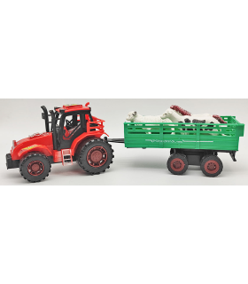 Toinsa - Tractor de juguete de fricción con remolque y animales, regalo para niños, cumpleaños, navidad, juegos, infantil, diversión, 8 x 9 x 32 cm, color aleatorio