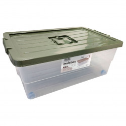 Tradineur - Caja de Almacenamiento con ruedas y tapa de colores -  Plástico - Contenedor para almacenar juguetes, libros, ropa,