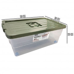 Tradineur - Caja de Almacenamiento con ruedas y tapa de colores -  Plástico - Contenedor para almacenar juguetes, libros, ropa,