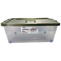 Tradineur - Caja de Almacenamiento con ruedas y tapa de colores -  Plástico - Contenedor para almacenar juguetes, libros, ropa,