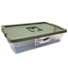 Tradineur - Caja de Almacenamiento con ruedas y tapa de colores - Plástico - Contenedor para almacenar juguetes, libros, ropa, mantas - 30 L - 59 x 39 x 16 cm - Tapa Color Aleatorio