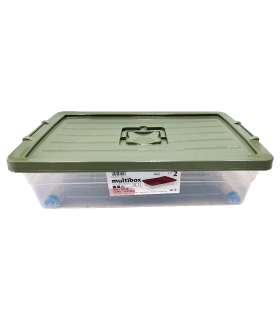 Tradineur - Caja de Almacenamiento con ruedas y tapa de colores - Plástico - Contenedor para almacenar juguetes, libros, ropa, mantas - 30 L - 59 x 39 x 16 cm - Tapa Color Aleatorio