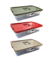 Tradineur - Caja de Almacenamiento con ruedas y tapa de colores - Plástico - Contenedor para almacenar juguetes, libros, ropa, mantas - 30 L - 59 x 39 x 16 cm - Tapa Color Aleatorio