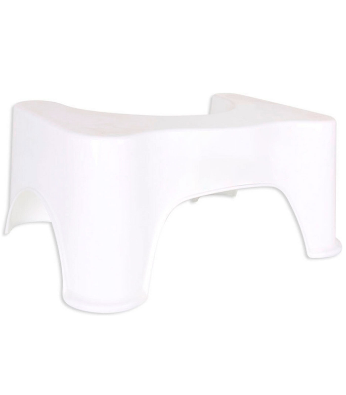 Tradineur - Taburete fisiológico para WC, polipropileno, step para inodoro, posición natural anti estreñimiento, ergonómico, antideslizante, discreto, uso doméstico (Blanco, 21 x 48 x 33 cm)