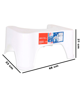 Tradineur - Taburete fisiológico para WC, polipropileno, step para inodoro, posición natural anti estreñimiento, ergonómico, antideslizante, discreto, uso doméstico (Blanco, 21 x 48 x 33 cm)