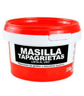 Tradineur - Masilla tapagrietas, retapado, reparación de grietas, agujeros, albañilería, uso interior, fabricado en España (Blanco, 350 g)