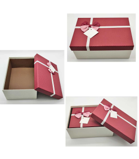 Set de 3 cajas de regalo rectangulares con lazo, 3 tamaños distintos, cajas decorativas con tapa, presentación para navidad, cumpleaños (Granate, 23 cm, 21 cm y 19 cm)