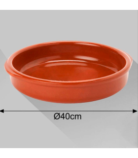 Tradineur - Cazuela redonda de barro - Apta para vitro y horno - Ideal para guisos y asados caseros – Ø 40 cm - Modelo aleatorio