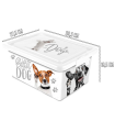 Tradineur – Caja de almacenamiento – Diseño Perro blanco – Capacidad de 13 Litros – Fabricado en España - Contenedor para almacenar juguetes, libros, ropa, mantas.