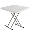 Tradineur - Mesa plegable con estructura de metal y plástico, altura fija, patas antideslizantes, portátil, jardín, camping, hogar (Blanco, 71 x 72 x 72 cm)