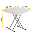 Tradineur - Mesa plegable con estructura de metal y plástico, altura fija, patas antideslizantes, portátil, jardín, camping, hogar (Blanco, 71 x 72 x 72 cm)