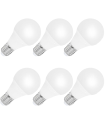 Pack de 6 bombillas led de 6w, de luz blanca fría, E27 con 85% de economizador de energía,480 lm 4000k, 20000h, 180 - 230v,50w,A+, para diferentes usos, de 9,5 x 5 x 5 cm. Set de 6 bombillas