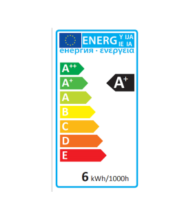 Pack de 6 bombillas led de 6w, de luz blanca fría, E27 con 85% de economizador de energía,480 lm 4000k, 20000h, 180 - 230v,50w,A+, para diferentes usos, de 9,5 x 5 x 5 cm. Set de 6 bombillas