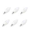 Pack de 6 bombillaa led vela E14 4w luz blanca fría 6400k, 360 lm, economizadora de energía 85% A + 100 x 40 mm