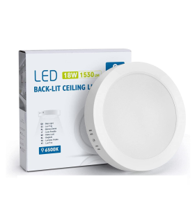 Tradineur - Lámpara de techo led redondo, retroiluminado,18 w, 1530  lm, luz blanca fría, foco led para cocina sala de estar, dormitorio, pasillo 22 x 3.5 x 22 cm.