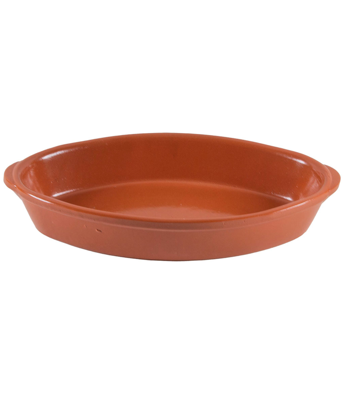 Tradineur - Bandeja ovalada de barro refractario, fuente para cocinar al horno, asar, apta para microondas y lavavajillas, 43,3 x 24 x 5,5 cm