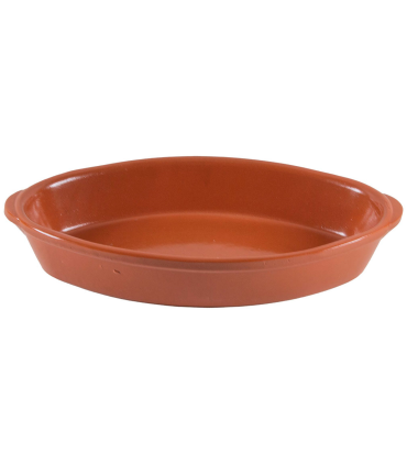 Tradineur - Bandeja ovalada de barro refractario, fuente para cocinar al horno, asar, apta para microondas y lavavajillas, 43,3 x 24 x 5,5 cm