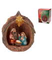 Tradineur - Pack de 2 nacimientos en nuez de resina, decoración Navidad, belén, pesebre, figura, adorno de sobremesa, estanterías, hogar, 11 cm