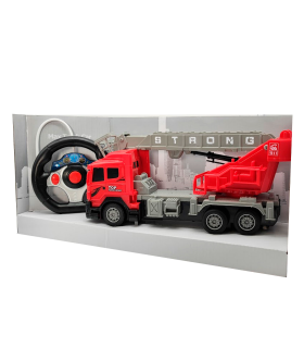 Camión de bomberos con grúa a control remoto y luces, juego de bomberos para niños, truck car, dimensiones 28 x 15 x 8 cm