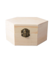 Tradineur - Caja de madera hexagonal para guardar pequeños articulos, 10,5 x 9 x 5,2 cm. Guardajoyas de madera hexagonal