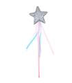 Tradineur - Varita con estrella para disfraz de hada, princesa, accesorio para disfraces infantiles, lentejuelas, brillante, carnaval, Halloween, cosplay, fiesta, niñas, 36,5 cm