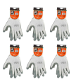 Tradineur - Pack de 6 pares de guantes de trabajo, poliéster y nitrilo resistente, protección mecánica, bricolaje, seguridad, jardinería (Adulto, gris y blanco, Talla 11 - XXL)