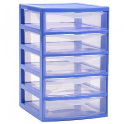 Tradineur - Cajonera guadiana de sobremesa, incluye 5 cajones transparentes, torre de almacenaje, armario, baño, oficina, fabric