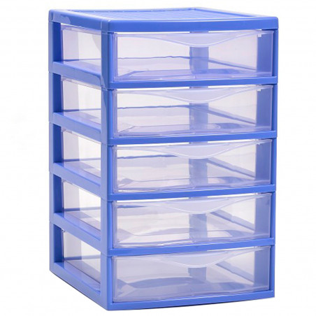 Tradineur - Cajonera guadiana de sobremesa, incluye 5 cajones transparentes, torre de almacenaje, armario, baño, oficina, fabric