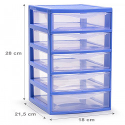 Tradineur - Cajonera guadiana de sobremesa, incluye 5 cajones transparentes, torre de almacenaje, armario, baño, oficina, fabric