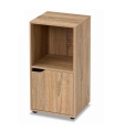 Tradineur - Mesilla de noche de madera con puerta y estante, mueble auxiliar multifuncional, estantería para dormitorio, salón (Marrón, 60 x 30 x 29 cm)