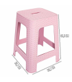 Tradineur - Taburete de plástico con asa Rattan, asiento de 28 x 28 cm, imitación de mimbre, banqueta multiusos, cocina, salón (Rosa - 45,5 x 36,7 x 36,7 cm)