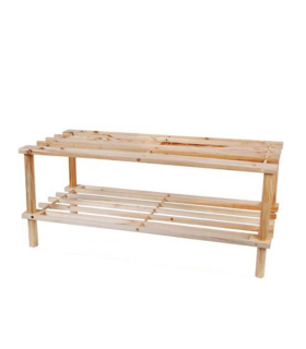 Zapatero de madera con 2 estantes, estantería de madera natural multiusos, Soporte 2 niveles. Ideal para recibidor - 63 x 26 x 29,5 cm - Color Natural