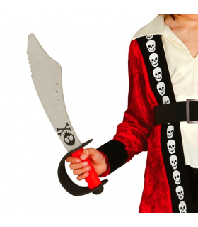 Tradineur - Espada pirata de espuma eva, sable de juguete para niños, complemento de disfraz de corsario, carnaval, Halloween, cosplay, fiestas, 43 cm