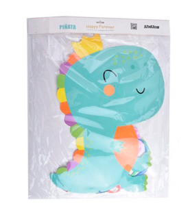 Tradineur - Piñata de dinosaurio, cartón, feliz cumpleaños, para rellenar con golosinas, chuches, niños, decoración infantil para fiestas (52 x 63 cm)