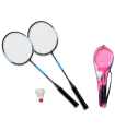 Tradineur - Set de 2 raquetas de bádminton para niños, incluye 1 volante y funda con correa, vacaciones, jardín, playa, 66 x 20 cm, color aleatorio